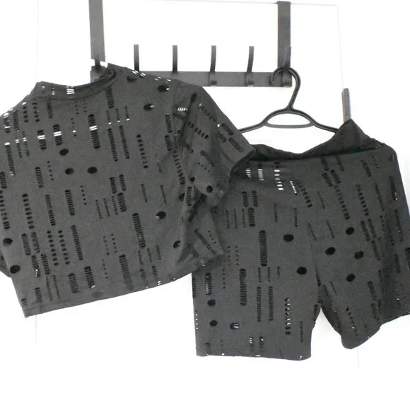 SHEIN Pants Jumpsuits Shein Sxy Plus Hollow Out Crop Tee